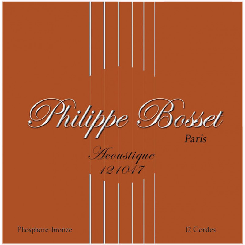 Jeu de 12 cordes guitare acoustique Philippe Bosset Phosphore Bronze 121047