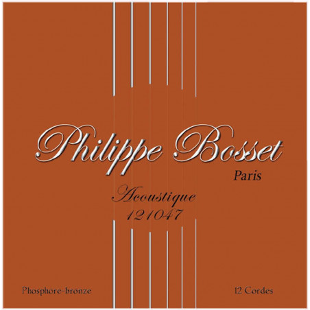 Jeu de 12 cordes guitare acoustique Philippe Bosset Phosphore Bronze 121047