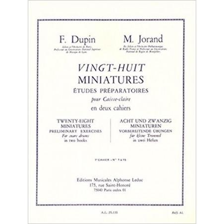 28 Miniatures pour caisse claire  - DUPIN/JORAND - Partitions Caisse claire vol 1