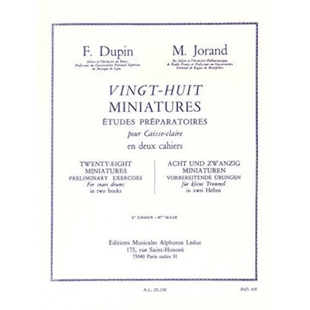 28 Miniatures pour caisse claire  - DUPIN/JORAND - Partitions Caisse claire vol 2