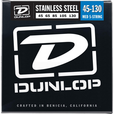 Dunlop DBS45130 Stainless Steel Medium 45-130 - Jeu 5 cordes guitare basse