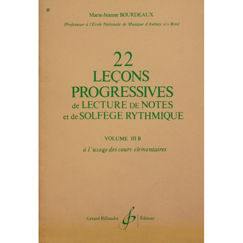 22 leçons progressives Vol III B - Marie-Jeanne Bourdeaux