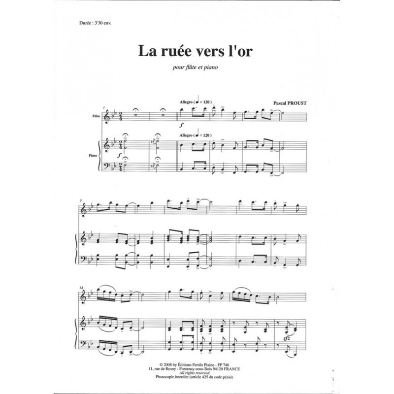La Ruée Vers L'or - Pascal Proust - Flûte et piano
