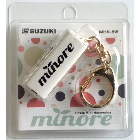 Porte clé harmonica mineur - Suzuki MHK-5W - blanc