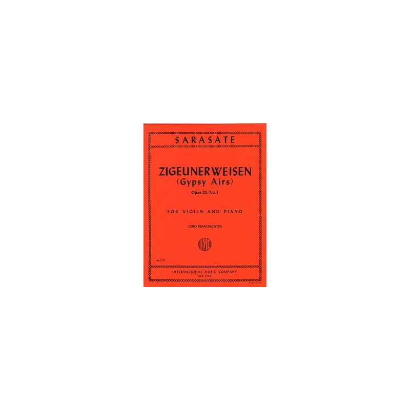 Zigeunerweisen Gypsy Airs Opus.20 - Pablo de Sarasate - Partitions pour violon et piano