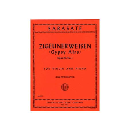 Zigeunerweisen Gypsy Airs Opus.20 - Pablo de Sarasate - Partitions pour violon et piano