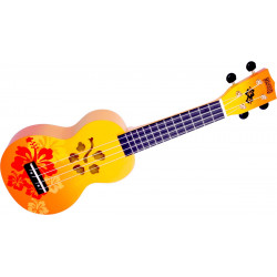 Mahalo MD1HBORB - Ukulele Soprano  Finition Fleurs Hibiscus Orange Brillant + Housse