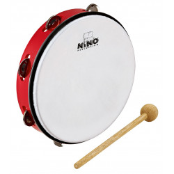 Tambourin ABS 10" à cymbalettes rouge - NINO24R