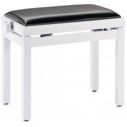 Banquette Piano Stagg PB39 blanc mat, avec pelote en skai noir