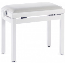 Banquette Piano Stagg PB39 blanc mat, avec pelote en velours blanc