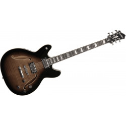 Hagstrom Viking Bariton - Noir flammé transparent - Guitare électrique