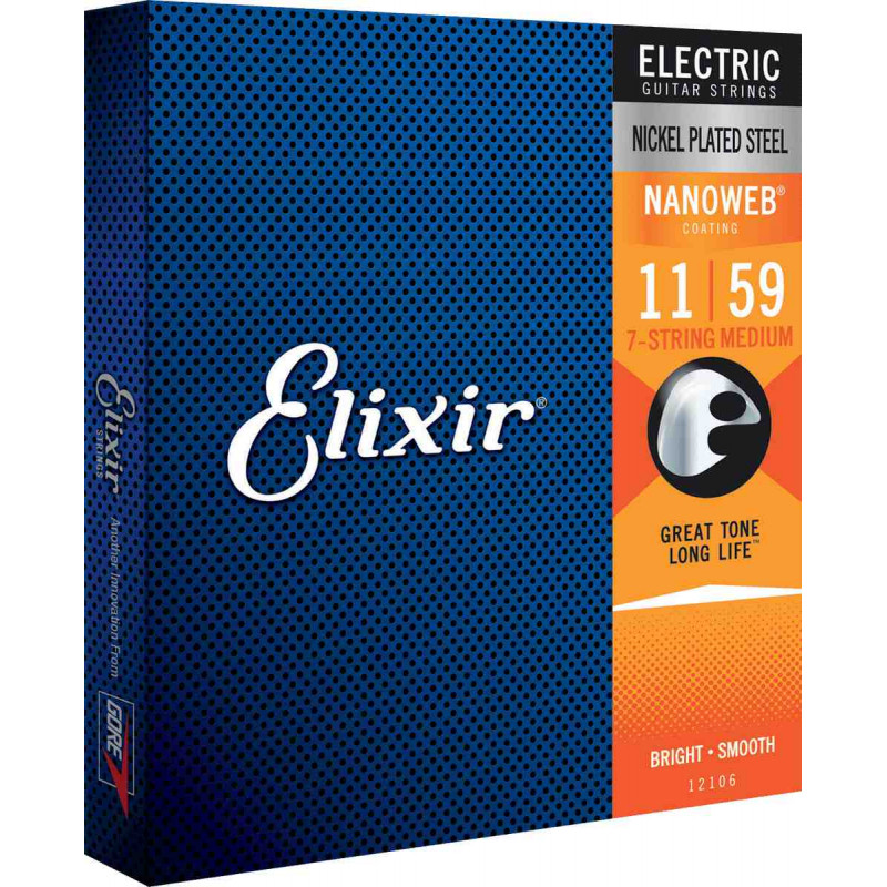 Elixir Nanoweb 12106 - Jeu de cordes medium guitare électrique 7 cordes - 11/59