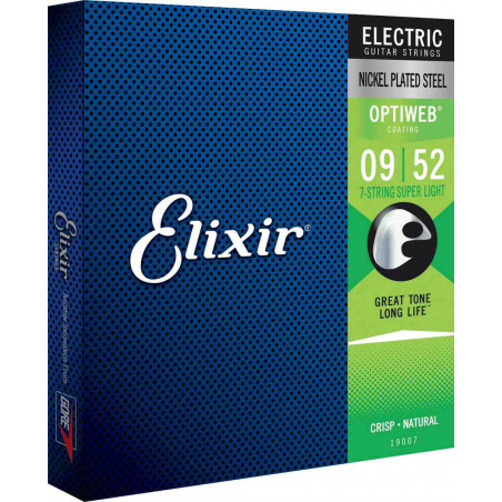 Elixir Optiweb 19007 - Jeu de cordes super light guitare électrique 7 cordes - 09/52