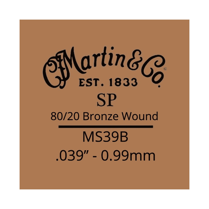 Martin MS39B - Corde Guitare acoustique SP acier tirant 39