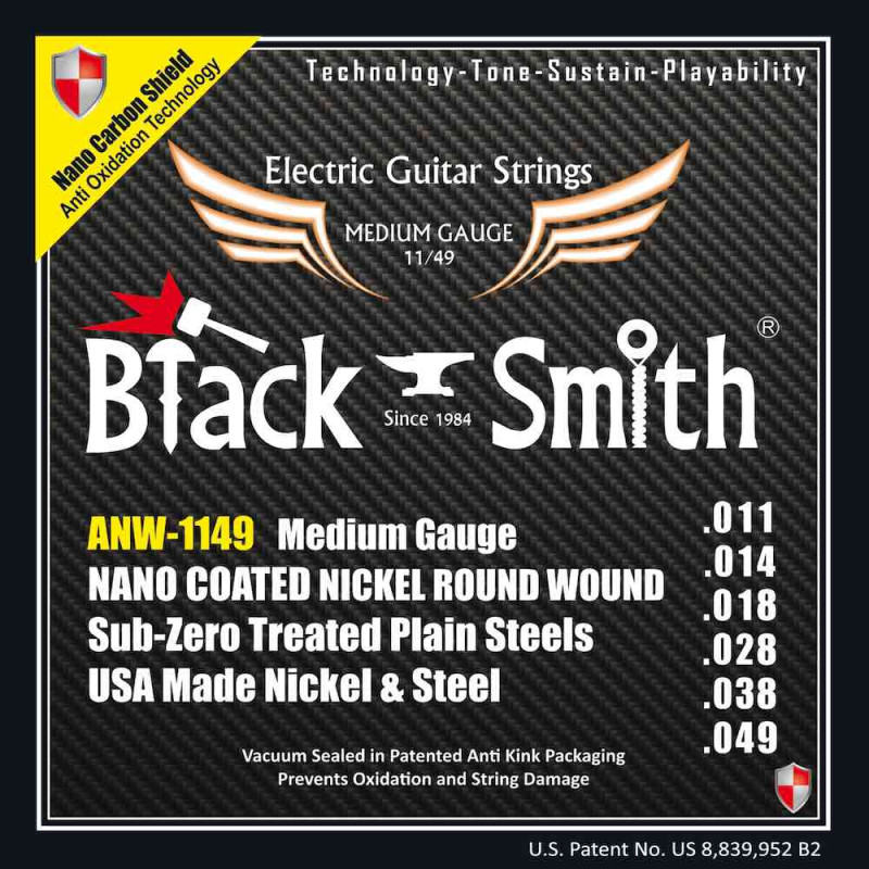 Black Smith électrique 11-49 coated - Jeu de cordes guitare électrique