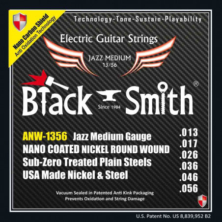 Black Smith électrique 13-56 coated - Jeu de cordes guitare électrique