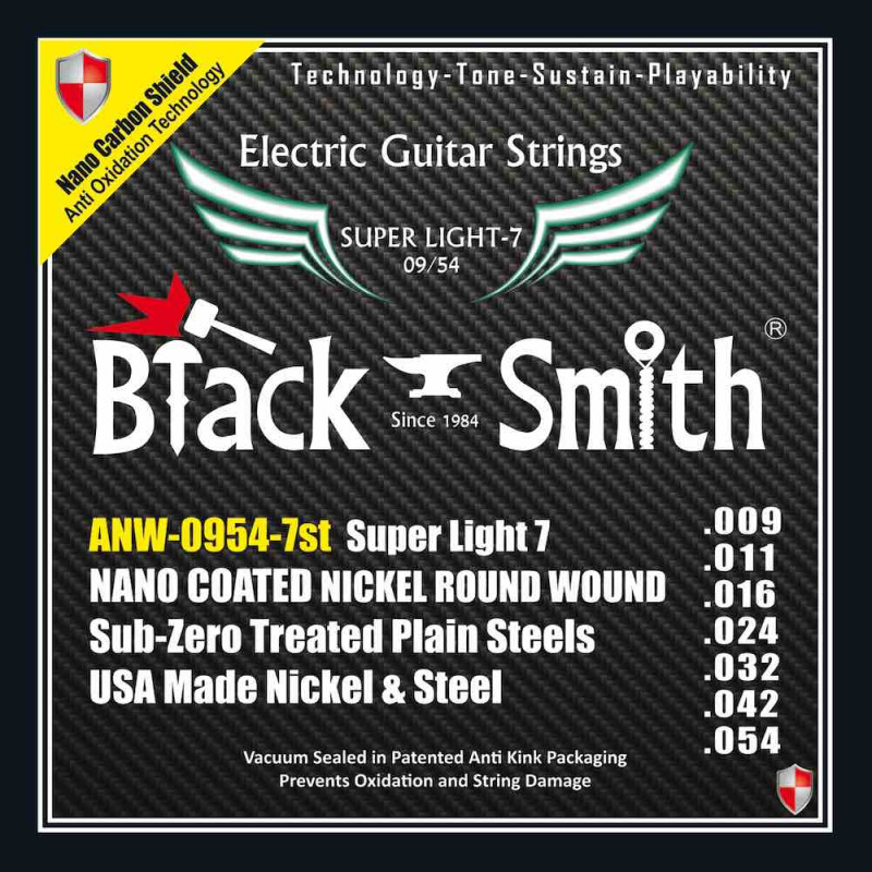 Black Smith électrique 7C 9-54 coated - Jeu de 7 cordes guitare électrique