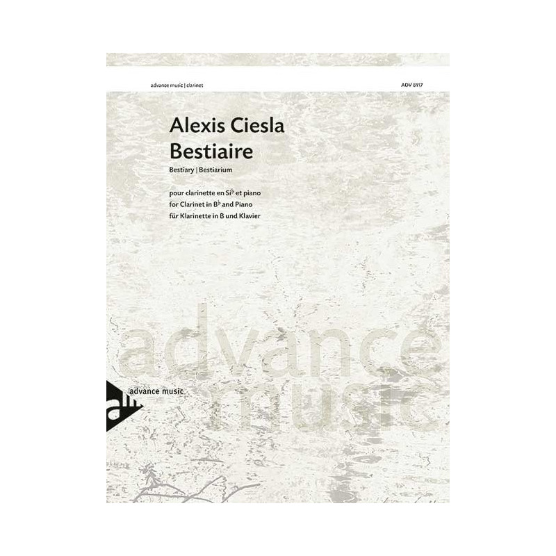 Bestiaire - Alexis Ciesla - Partitions clarinette en Sib et piano