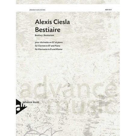 Bestiaire - Alexis Ciesla - Partitions clarinette en Sib et piano