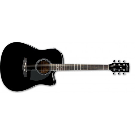 Ibanez PF15ECE-BK Noire brillante - Guitare électro-acoustique