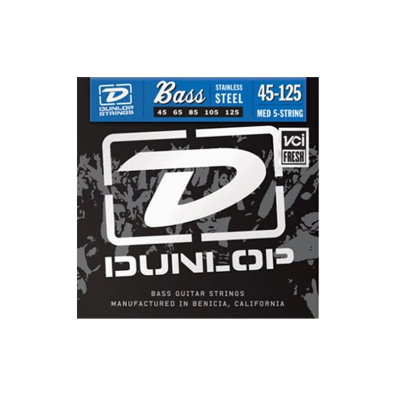 Dunlop DBS45125 - Jeu de cordes basse 5 cordes - Stainless Steel 45-125