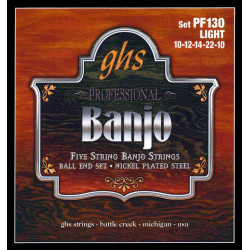 GHS PF130 - Jeu de cordes à boule Plaqué Nickel Banjo - Light 10-10