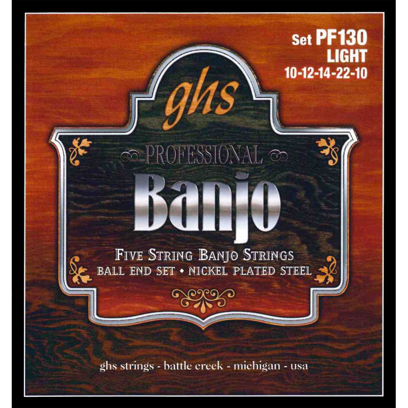GHS PF130 - Jeu de cordes à boule Plaqué Nickel Banjo - Light 10-10