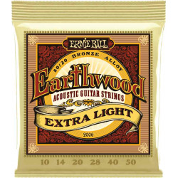 Ernie Ball 2006 - Jeu de cordes guitare acoustique - Earthwood 80/20 Bronze - Extra Light 10-50