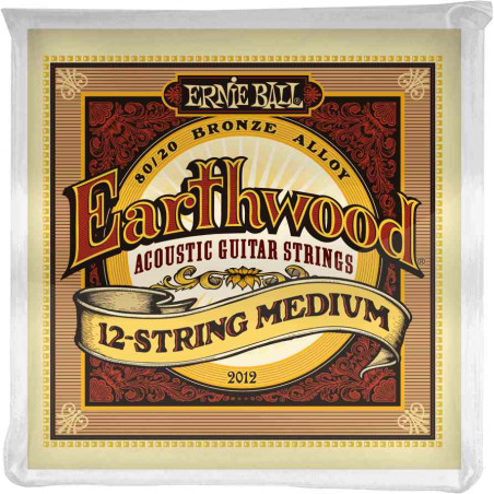 Ernie Ball 2012 - Jeu de 12 cordes guitare acoustique - Earthwood 80/20 Bronze - Medium