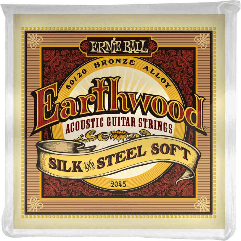 Ernie Ball 2045 - Jeu de cordes guitare acoustique - Earthwood 80/20 Bronze - Soft silk&steel