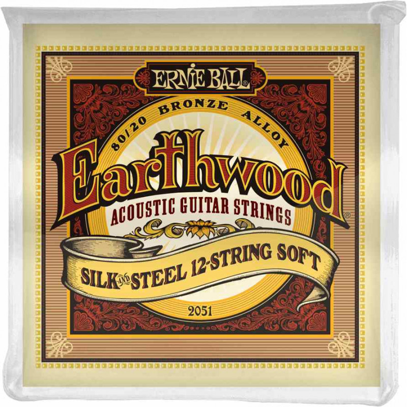 Ernie Ball 2051 - Jeu de 12 cordes guitare acoustique - Earthwood 80/20 Bronze - Soft silk&steel