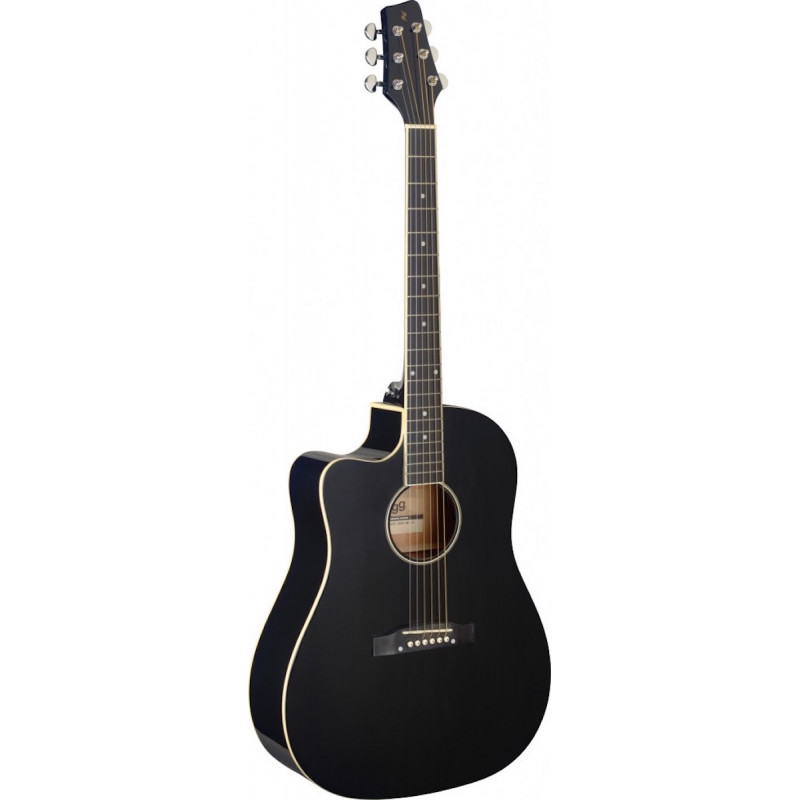 Stagg SA35 DSCE-BK LH - guitare électro-acoustique gaucher noire