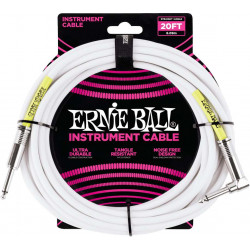 Ernie Ball 6047 - Câble blanc jack-jack coudé instrument - 6m