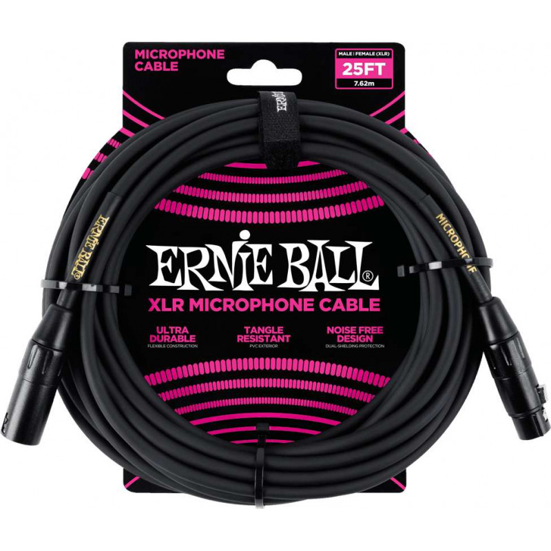 Ernie Ball 6073 - Câble microphone XLR mâle-XLR femelle - 7.62m