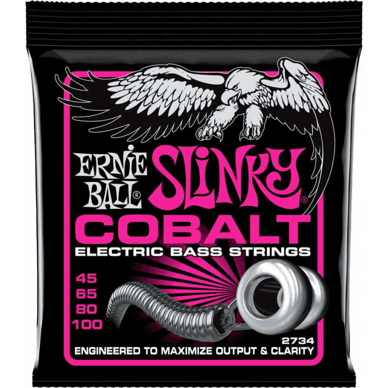 Ernie Ball 2734 - Jeu de cordes basse Super Slinky Cobalt - 45-100