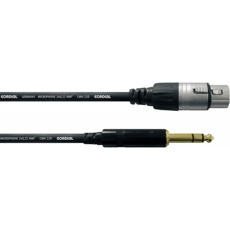 Cordial CFM3FV - Câble audio stéréo XLR femelle-jack stéréo 3 m