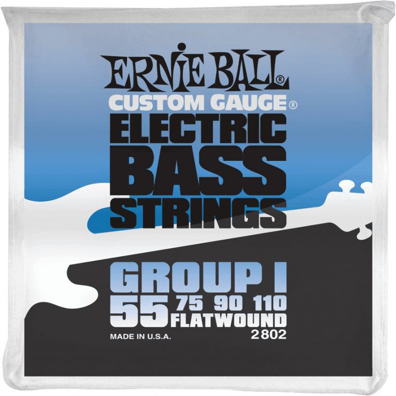 Ernie Ball 2802 - Jeu de cordes basse Custom Gauge Flatwound- Group I 55-110
