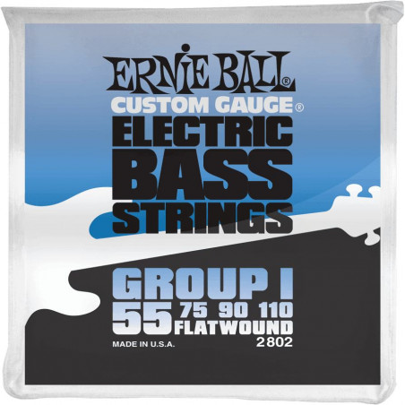 Ernie Ball 2802 - Jeu de cordes basse Custom Gauge Flatwound- Group I 55-110