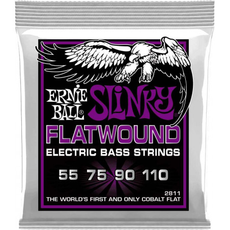 Ernie Ball 2811 - Jeu de cordes basse Power Slinky Flatwound- 55-110