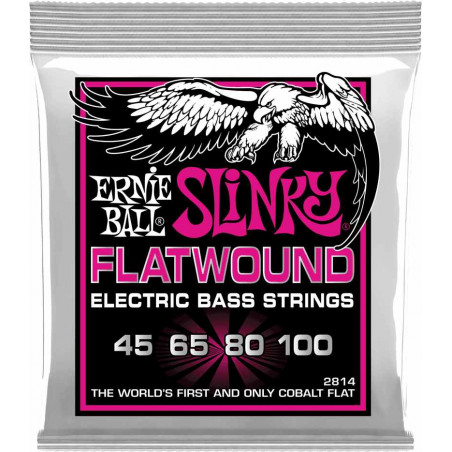 Ernie Ball 2814 - Jeu de cordes basse Super Slinky Flatwound- 45-100