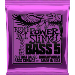 Ernie Ball 2821 - Jeu de 5 cordes basse Power Slinky - 50-135