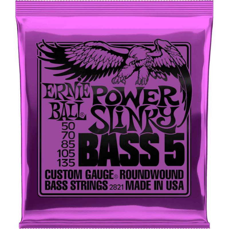 Ernie Ball 2821 - Jeu de 5 cordes basse Power Slinky - 50-135