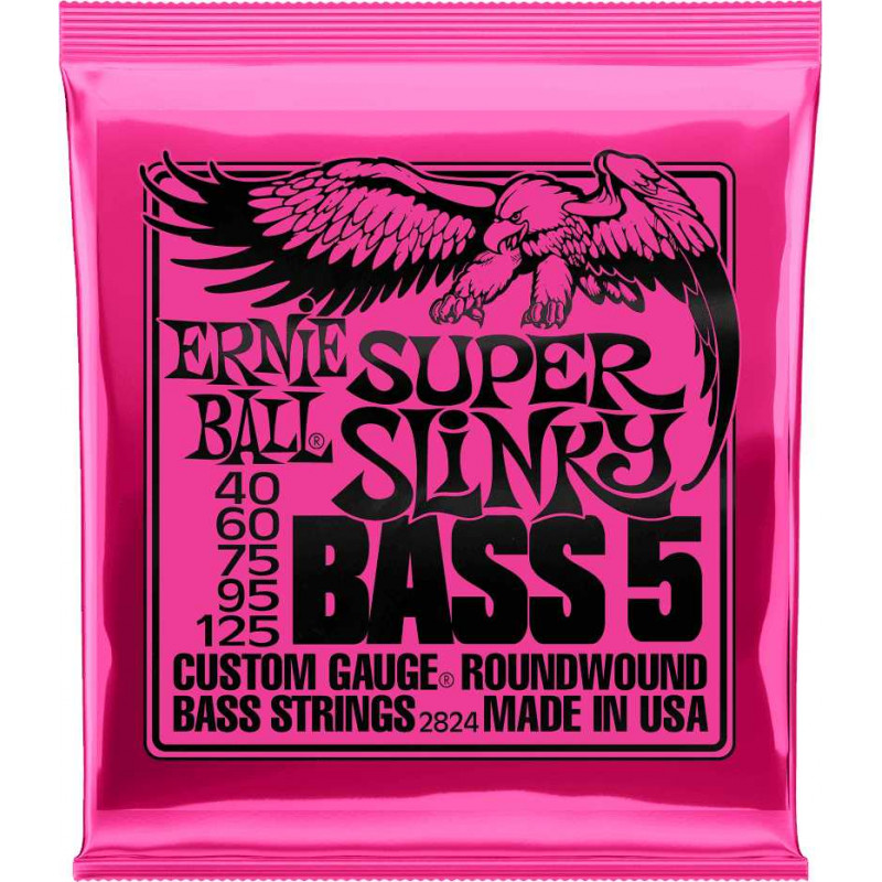 Ernie Ball 2824 - Jeu de 5 cordes basse Super Slinky - 40-125