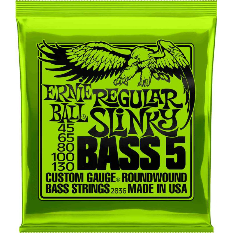 Ernie Ball 2836 - Jeu de 5 cordes basse Regular Slinky - 45-130