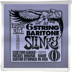 Ernie Ball 2839 - Jeu de cordes guitare électrique - Slinky baryton boule fine - 13-72