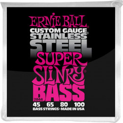 Ernie Ball 2844 - Jeu de cordes basse Super Slinky Stainless Steel - 45-100
