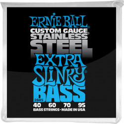 Ernie Ball 2845 - Jeu de cordes basse Extra Slinky Stainless Steel - 40-95