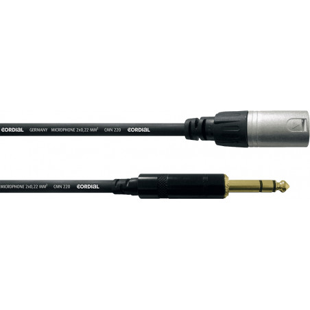 Cordial CFM9MV - Câble audio stéréo XLR mâle-jack mâle stéréo 9 m