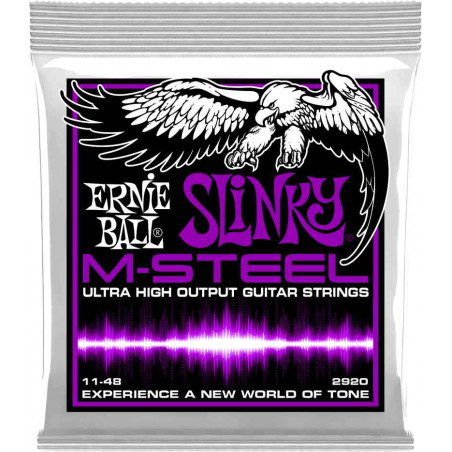 Ernie Ball 2920 - Jeu de cordes guitare électrique Slinky M-Steel - Power Slinky - 11-49