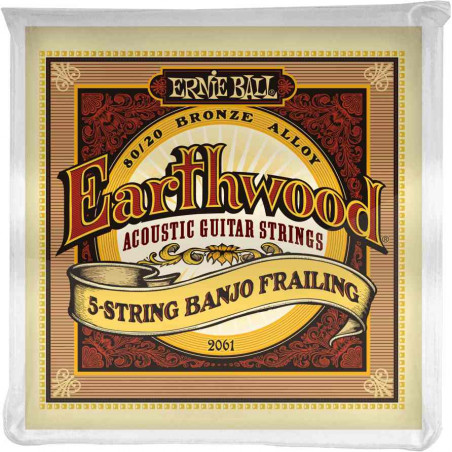 Ernie Ball 2061 - Jeu de 5 cordes Earthwood Banjo Frailing à boucle